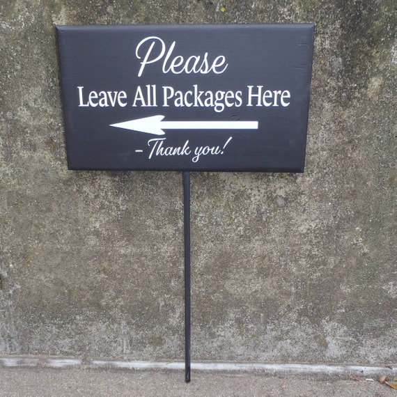 Leave Packages Here Arrow Sign Directional Wood Vinyl Stake Sign Front Door Sign Everyday Entryway Porch Outdoor Yard Sign Art