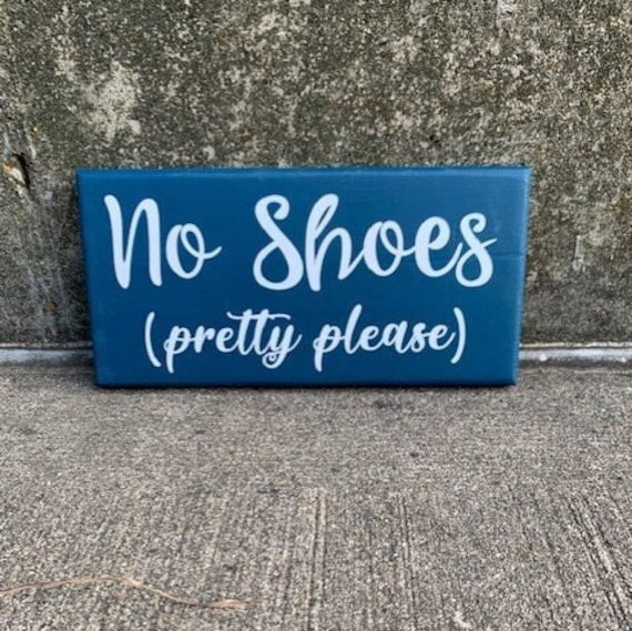 No Shoes Signs Door Hanger or Entryway Wall Plaque Decor for House or Business Decorative Fun Whimsical Directional Message for Guests