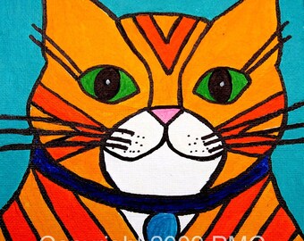 Orange Tabby Striped Cat Print