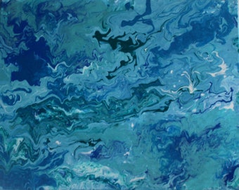 Fluid Acrylic Ocean Blue Original Painting