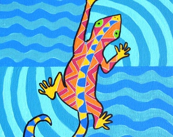 Fanciful Gecko Original Painting