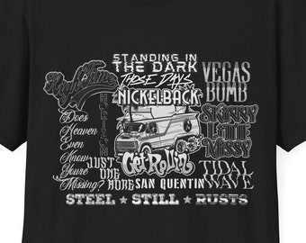 Nickelback Get Rollin T-Shirt mit UK Tourdaten & Album Song Titel / Geschenk für Ihn, Geschenk für Sie / Musik, Rock, Band, Konzert, Tour, Merch