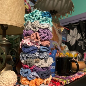 Cotton Crochet Scruchie Pony Tail Holder Multi Color by ccquilter