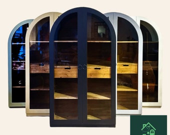 Five Color Options for an Arched Cabinet with Spruce Wood Dome Buffet