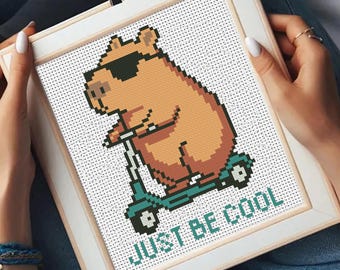 Capybara Cross Stitch Pattern, Funny Animal Design (PDF)