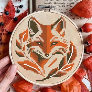 Autumn Fox Cross Stitch Pattern: Fall Leaves Decor (PDF Pattern)