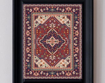 Turkish carpet Cross Stitch Pattern Carpet ornament Easy Cozy Design (PDF) DIY