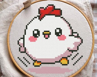 Funny Big-Eyed Rooster Cross Stitch Pattern: Easy DIY Decor (PDF)