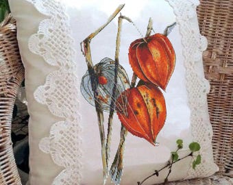 Orange Physalis Lanterns Cross Stitch Pattern: Easy Cozy Design (PDF)