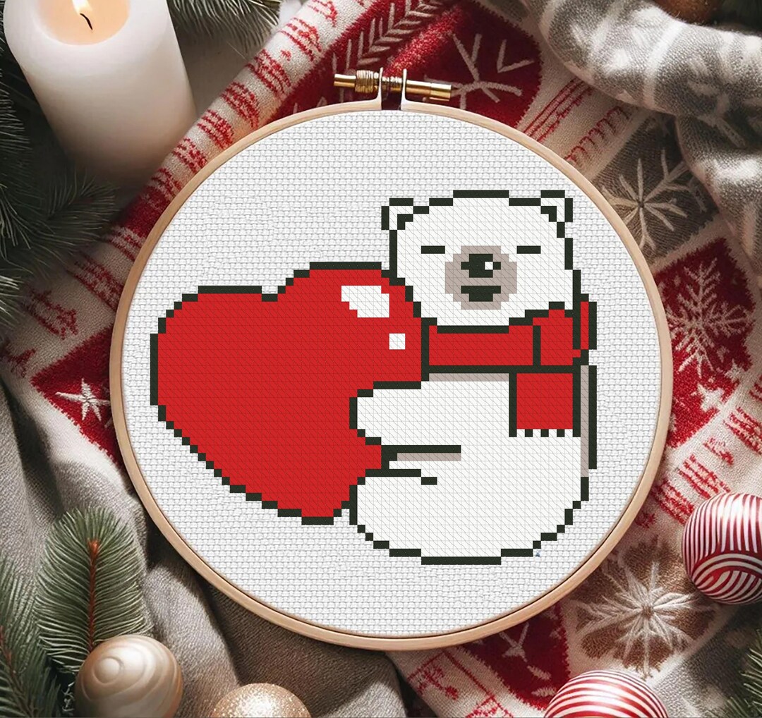 Polar Bear in Scarf Cross Stitch Pattern (PDF Download) DIY - Etsy