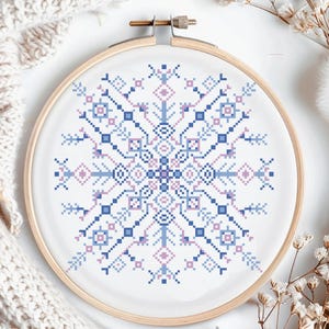 Christmas Snowflake Cross Stitch Pattern: Winter Holiday Decor (PDF Download 98x98 Stitches)
