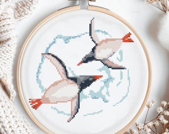 Penguin Cross Stitch Pattern, Easy DIY Gift (PDF Download)