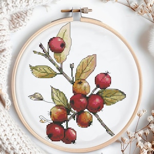 Berry branch Cross stitch pattern PDF 79х99 stitches easy cozy pattern for cool gift DIY instant download