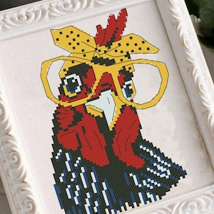 Stylish Chicken Cross Stitch Pattern: Easy DIY Gift (PDF Download)