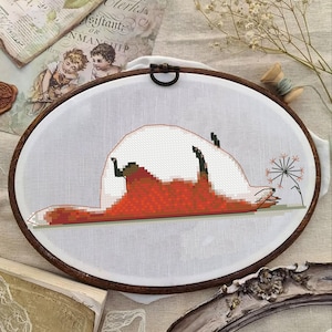 Cute funny fat fox Сross stitch pattern PDF 102х36 stitches easy pattern for cool gift DIY instant download