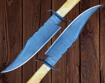 Juan Padillo Bowie Knife Custom Handmade 5160 Spring Steel Juan Padillo Replica Aged Bowie Knife with Stabilized Bone Handle Father day Gift