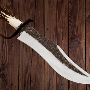 17&quot;Custom Handmade carbon steel Bowie knife Hunting Big Vintage Bowie Knife Birthday Anniversary Wedding Halloween  Christmas Gift for Him