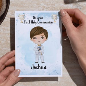 Carte de communion personnalisée pour garçon, Carte de communion, Carte de première communion, Carte de communion pour garçon, Carte de communion personnalisable
