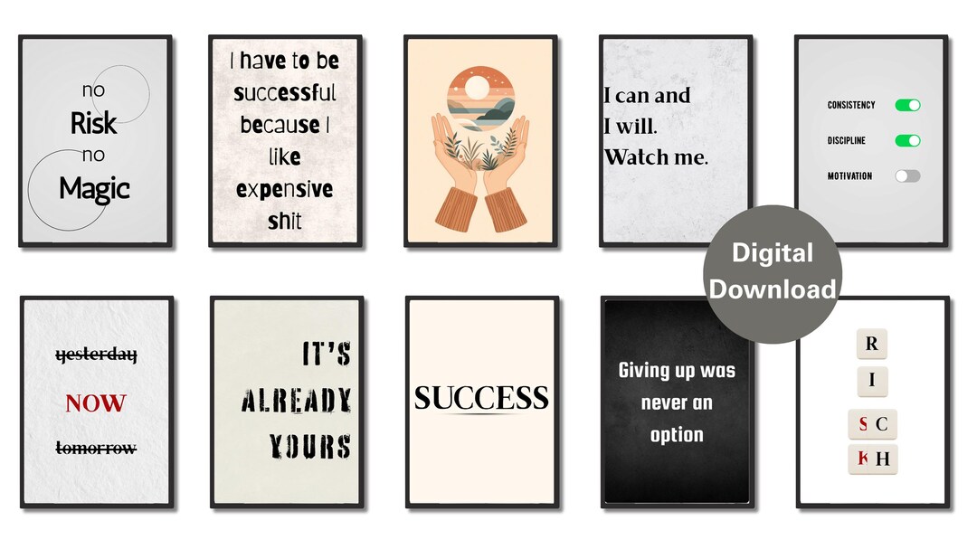 Printable Motivational Quotes Wall Art Set | Minimalist Digital ...
