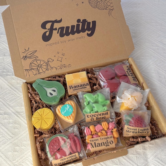 Fruity Wax Melts Mystery Box | Highly Scented Soy Wax Melts Bundle | Fruit Scents Wax Tarts | Fruit Shaped Wax Melts Letterbox Gift Ideas