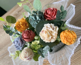 Luxury Wax Melt Flower Bouquet In Box Custom Wax Melt Gift Set Premium Gift For Couple Luxury Gifting Idea Giftable Vegan Flower Arrangement
