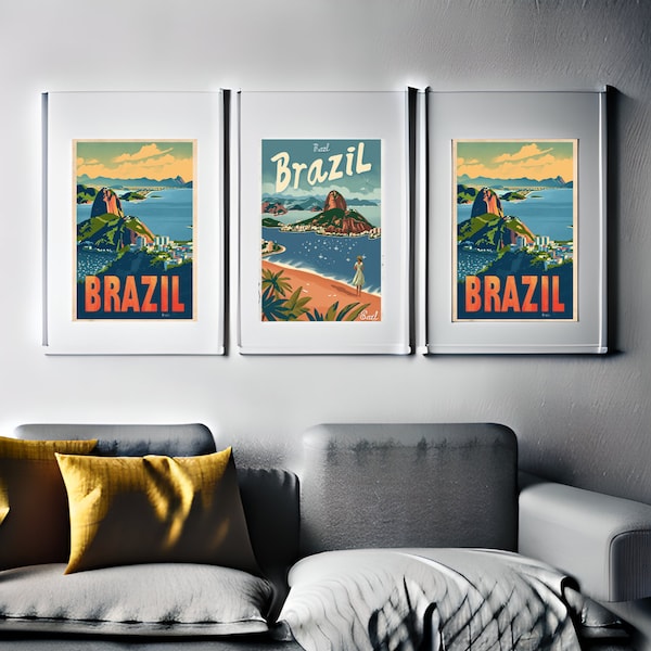 Brazil 2 Piece Poster Set - Brazil Wall Art, Brazil Inspired Art, 2 Piece Wall Art , Brazil  Gallery Poster Set