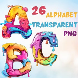 Colorful Alphabet Clipart Bundle - 26 PNG Letters for Creative Projects - Perfect for Commercial Use & Crafting Gifts