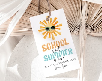 Editable Summer Teacher Appreciation Gift Tag, End of Year School Tag, Summer Gift Tag, Teacher Thank You Tag, Digital File ST2