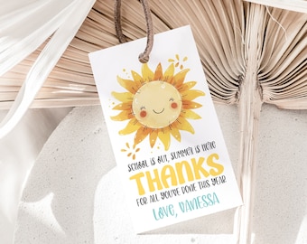 Editable Summer Teacher Appreciation Gift Tag, End of Year School Tag, Summer Gift Tag, Teacher Thank You Tag, Digital File ST5