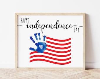 4th of July Handprint Art, Flag Handprint Craft, 4th of July Handcraft, Fourth of July Handcraft, Independence Day Handcraft, Digital Print