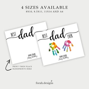 Handprint Art, Father Birthday Gift, Best Dad Ever Hands Down, Birthday Gift Dad, Handprint Fathers Birthday, Handprint Craft, Digital Print image 2