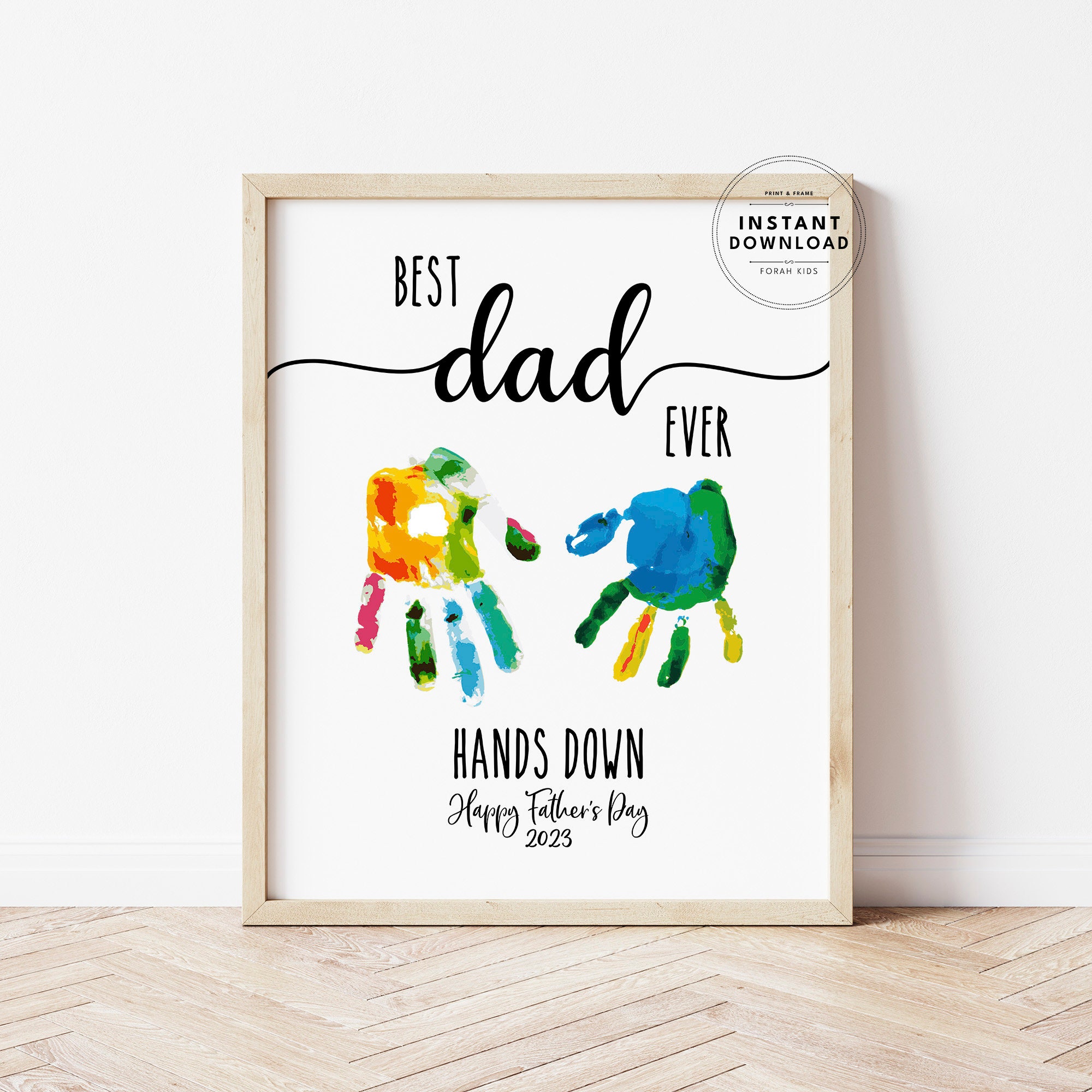 Handprint Art Father's Day Gift Best Dad Ever Hands Etsy