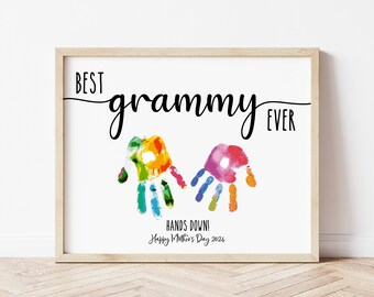 Handprint Art, Mother's Day Gift for Grammy, Best Nana Ever Hands Down, Gift for Grandma, Handprint Craft, Digital Print