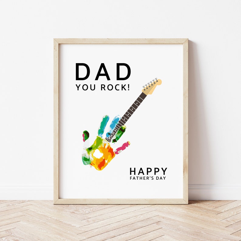 Handprint Art, Father's Day Gift, Dad You Rock, Handprint Father's Day ...