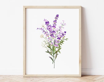 Lavender Bouquet Nursery Print, Nursery Floral Print, Nursery Floral Art, Girl Nursery Print, Girl Floral Room Print, Digital File