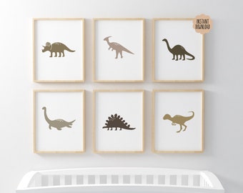 Dinosaur Prints, Set of 6, Dinosaur Minimal Nursery Prints, Dinosaur Nursery Art Prints, Kids Dino Art, Nursery Prints, Digital Prints