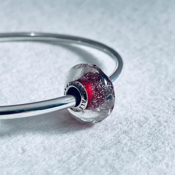 NEW Authentic Pandora Wavy Fancy Pink Murano Glass Charm 925 Ale