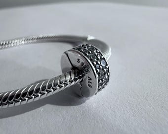 Authentic Pandora Pave Clip Charm Clear Stone For Pandora Bracelet