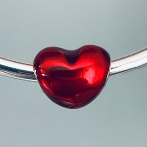 Metallic Red Heart Charm Authentic 925 Sterling Silver #793337C02 For Pandora Silver Bracelets
