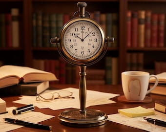 Reloj de escritorio de latón personalizado, grabado, regalo de aniversario y boda, regalo perfecto para parejas.