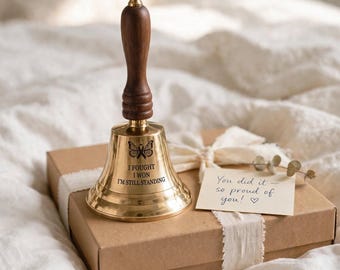 Personalized Cancer Survivor Brass Hand Bell, End of Chemo Gift, Inspirational Keepsake for Cancer Survivors