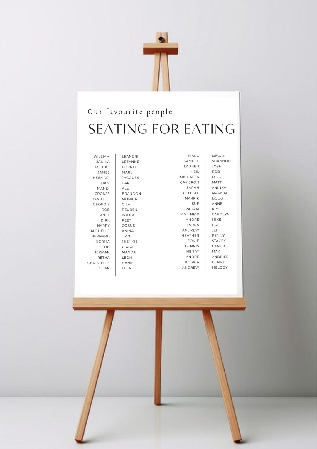 Seating Chart Template Classy & Elegant Etsy