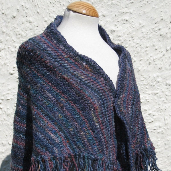 Heather Tweed Hand Knit Shawl