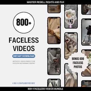 800+ Faceless Aesthetic Stock Videos Bundle for Instagram Reels Vault PLR / MRR Resell Rights Digital Marketing Bundle