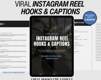 Instagram Viral Reel Hooks and Captions, PLR, MRR, Done For You Hooks For Social Media, Grow Your Instagram Following, Master Resell Rights