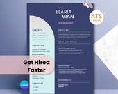 Modern Accountant Resume Template | ATS Friendly CV for Canva (Digital Download)