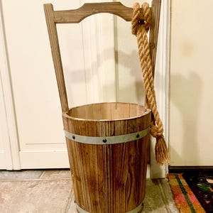 Large Vintage Wooden Bucket