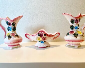 Juego vintage de 3 jarrones de porcelana Shiah Yih