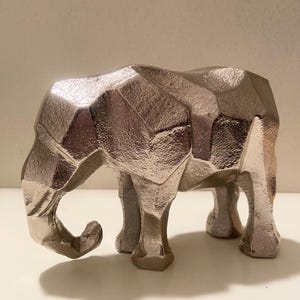 Geometric Cast Aluminum Elephant Sculpture