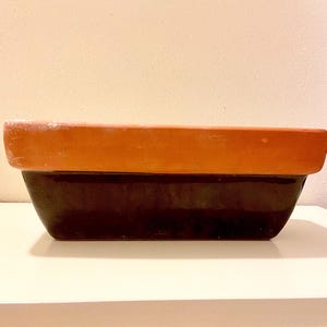 Vintage, rectangular, two-tone, terracotta pottery